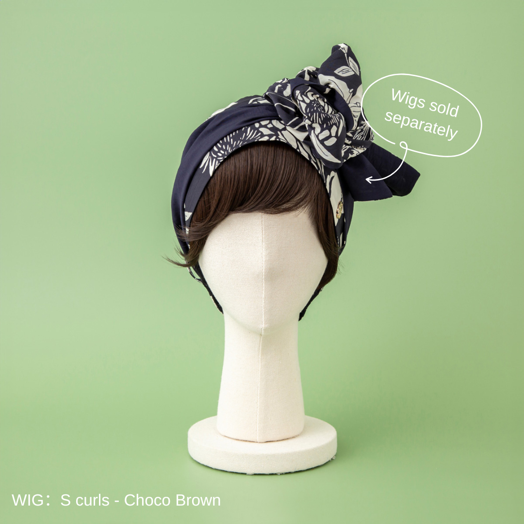 SCARF HAT (M) / Botanical-Navy