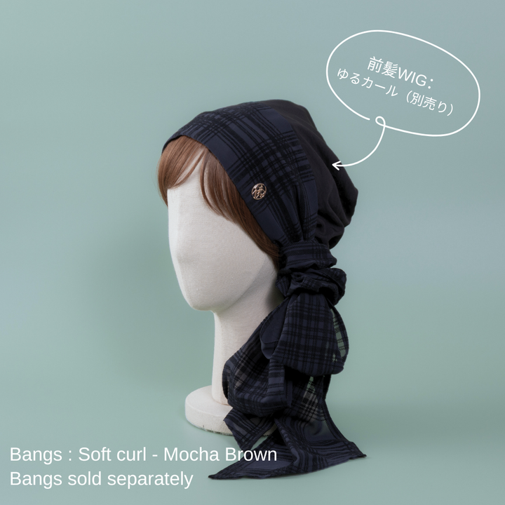 SCARF HAT / Checked Chiffon - Black – BAREN（バレン）