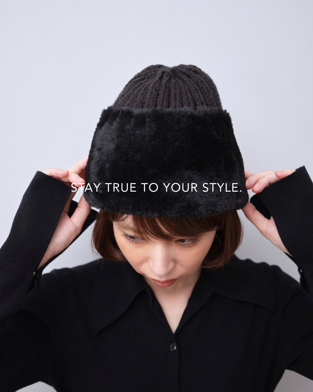 BEANIE / Fur Knit - Black – BAREN（バレン）