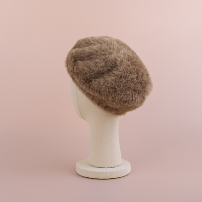 BERET/ Shaggy leopard-mocha