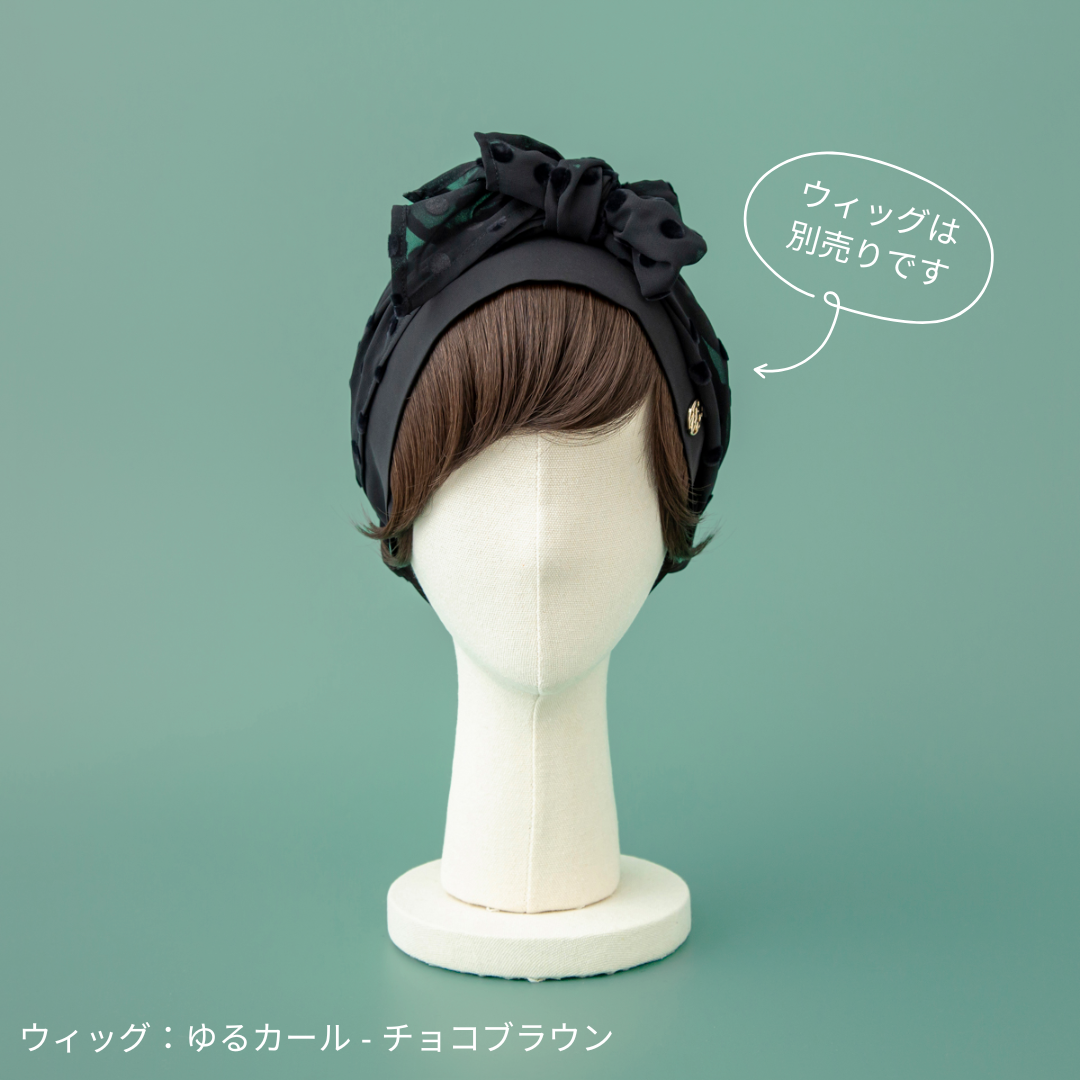 SCARF HAT (M) /  Dot Chiffon-Black