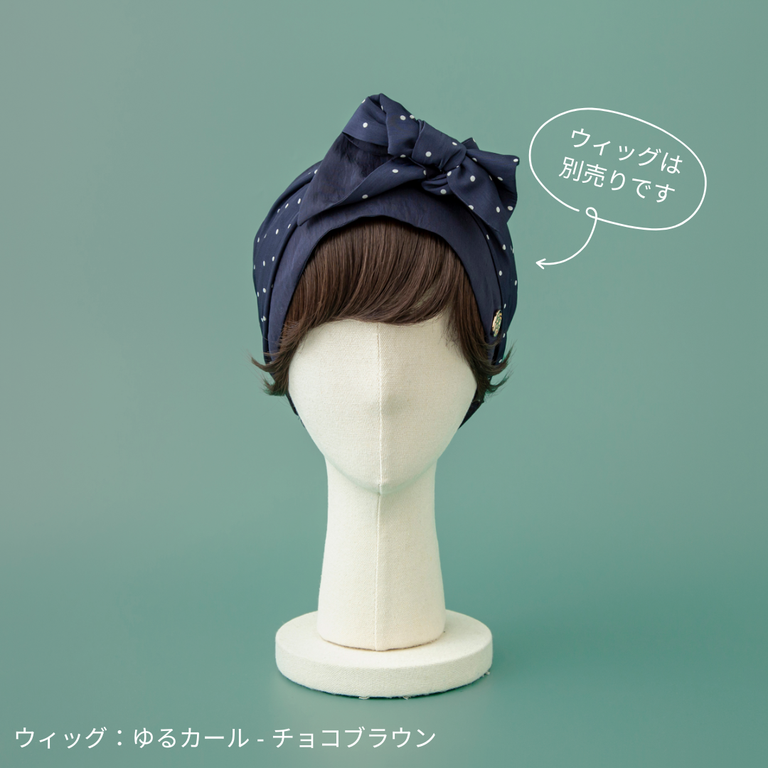 SCARF HAT (M) /  Dot-Navy