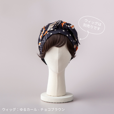 SCARF HAT (M) / Dot Border - Orange