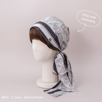 SCARF HAT (M) / Botanical-Navy