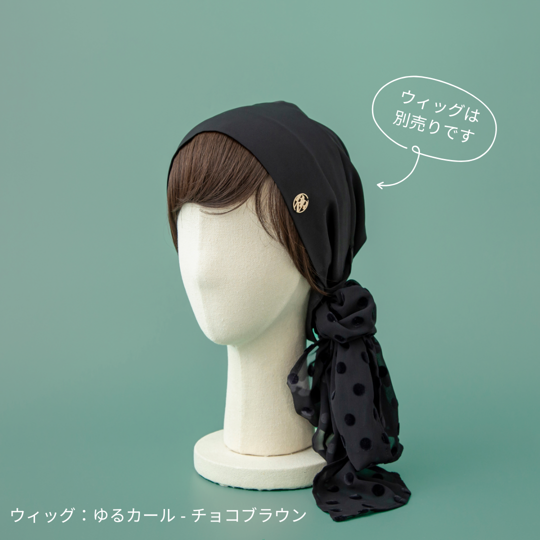 SCARF HAT / Dot Chiffon-Black – BAREN(バレン) SCARF HAT / Dot Chiffon-Black – BAREN(バレン)