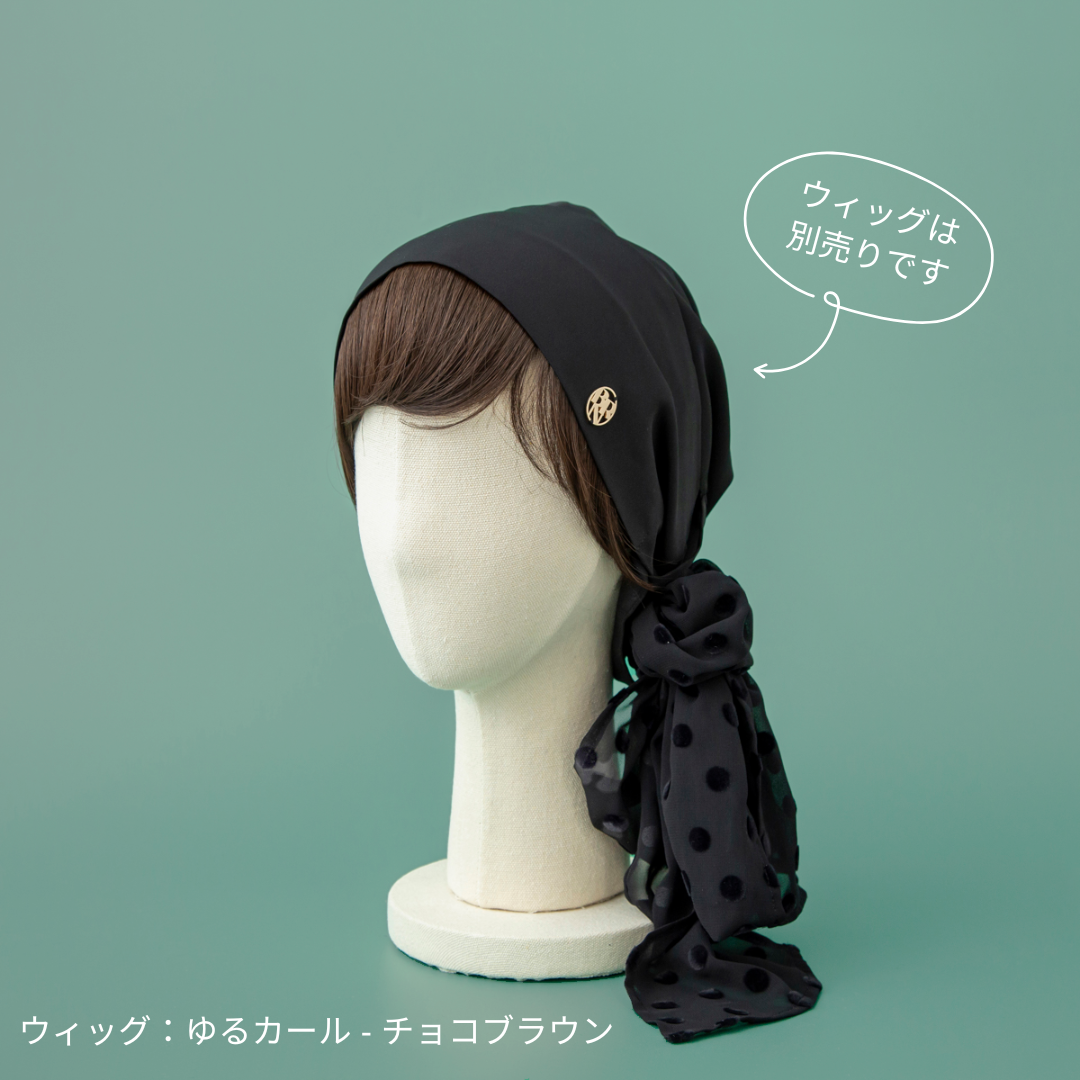 SCARF HAT (M) /  Dot Chiffon-Black