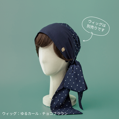 SCARF HAT (M) /  Dot-Navy