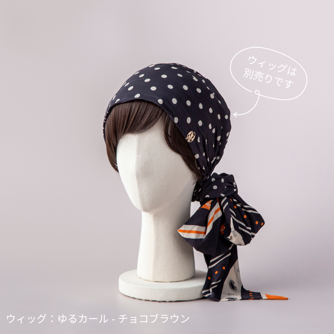 SCARF HAT (M) / Dot Border - Orange