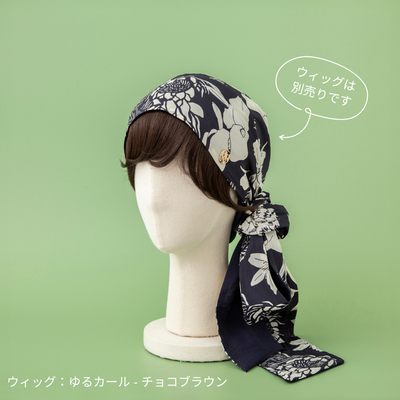 SCARF HAT (M) / Botanical-Navy