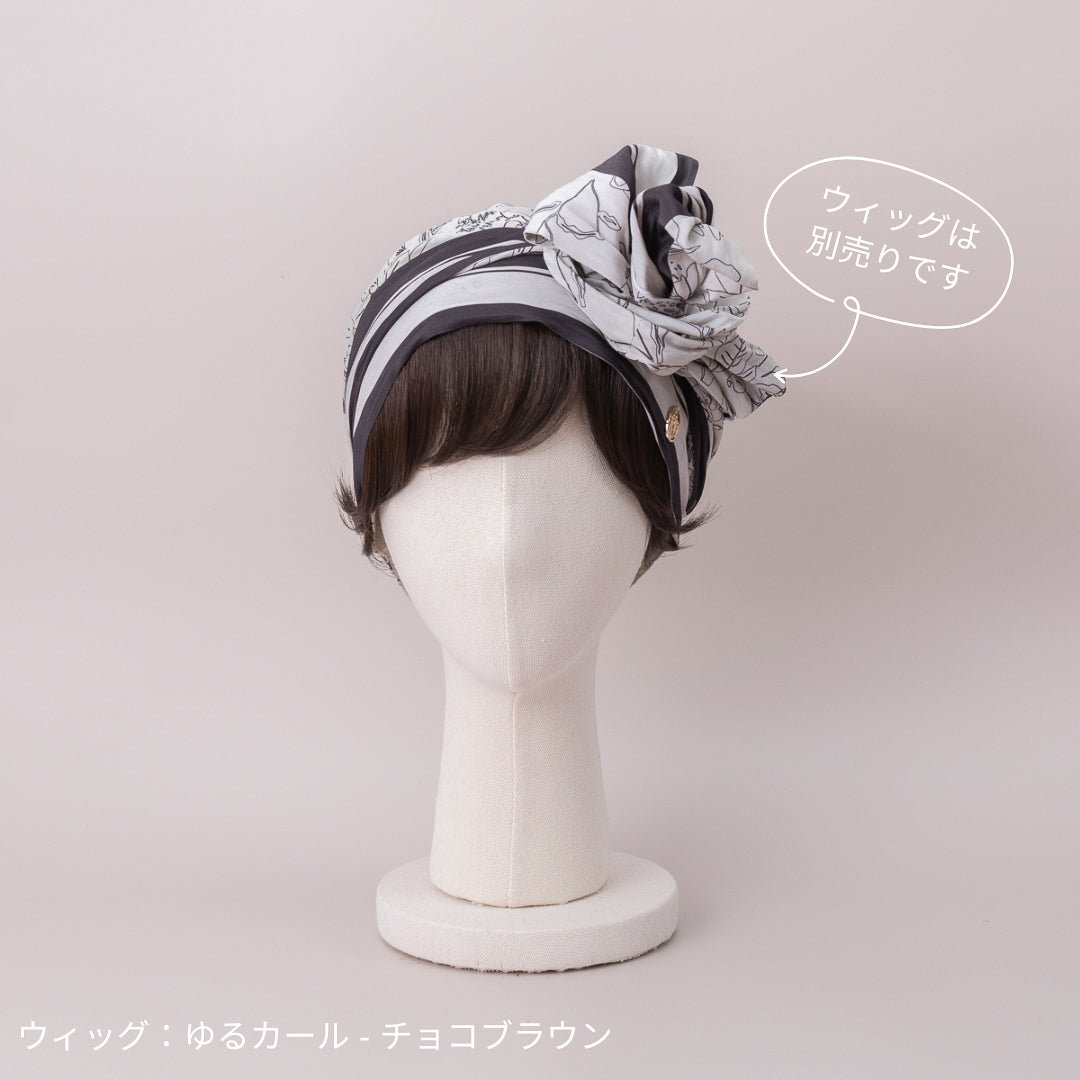 SCARF HAT (M) / Botanical-Navy