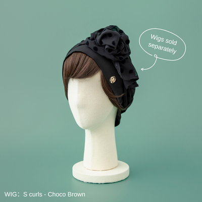 SCARF HAT (M) /  Dot Chiffon-Black