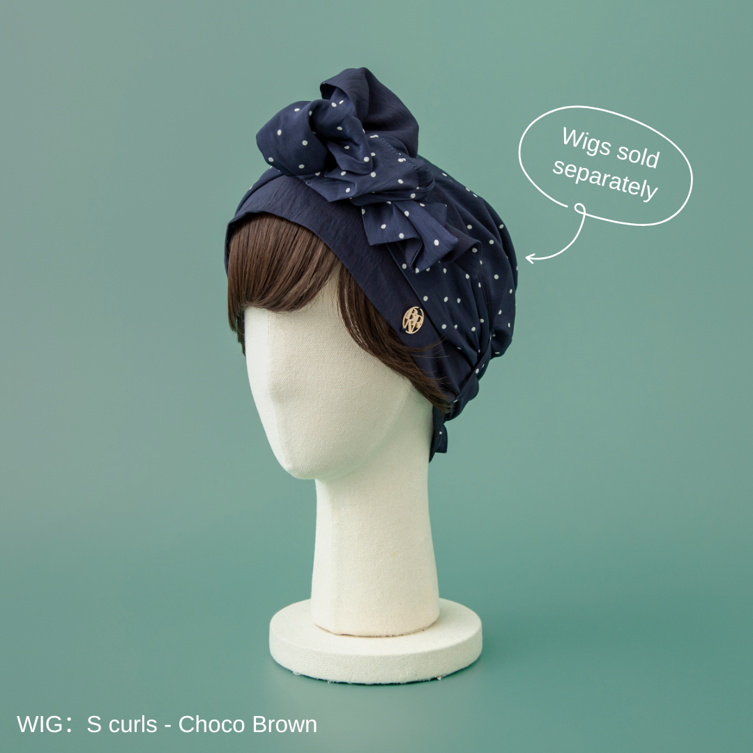 SCARF HAT (M) /  Dot-Navy