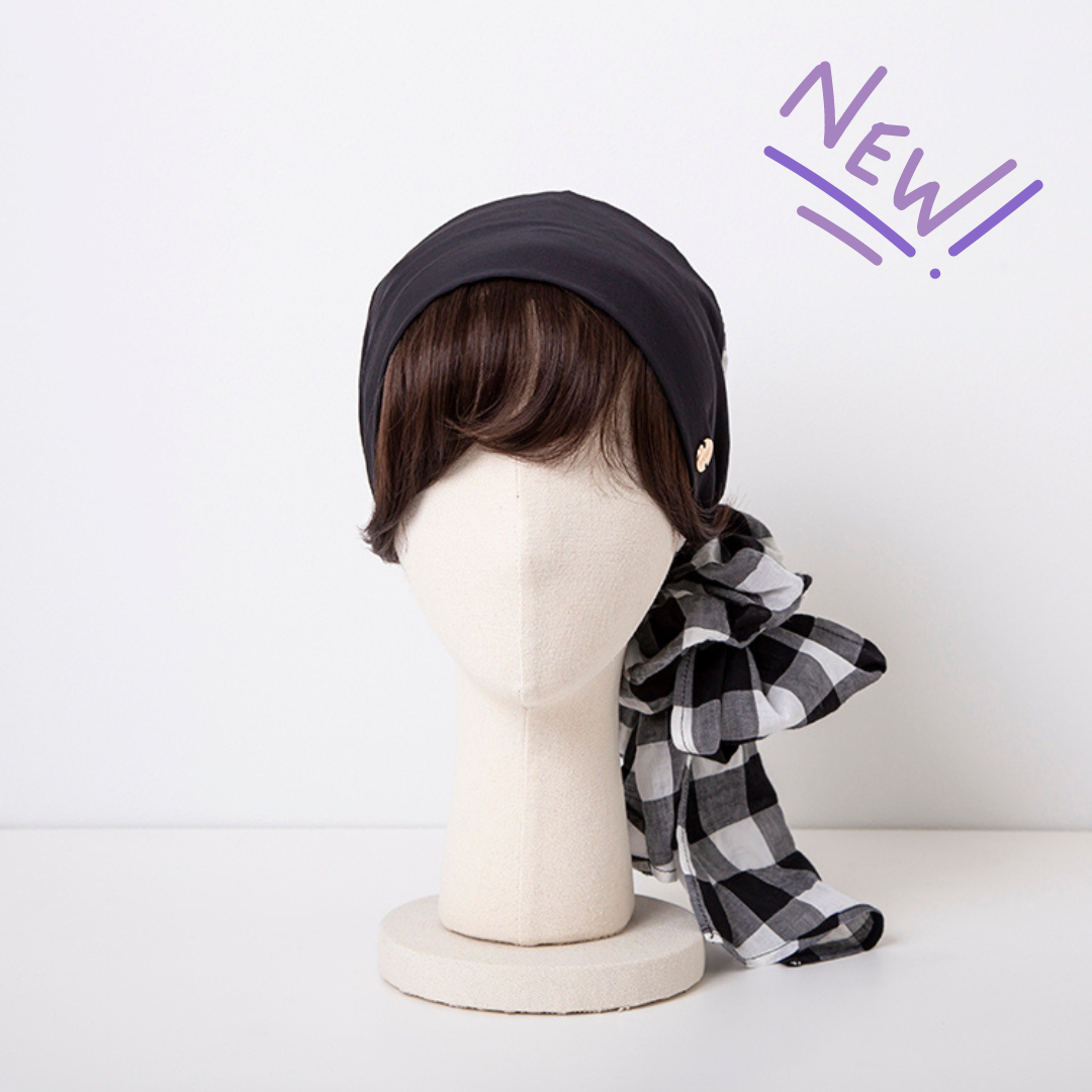 SCARF HAT/ Gingham-Black