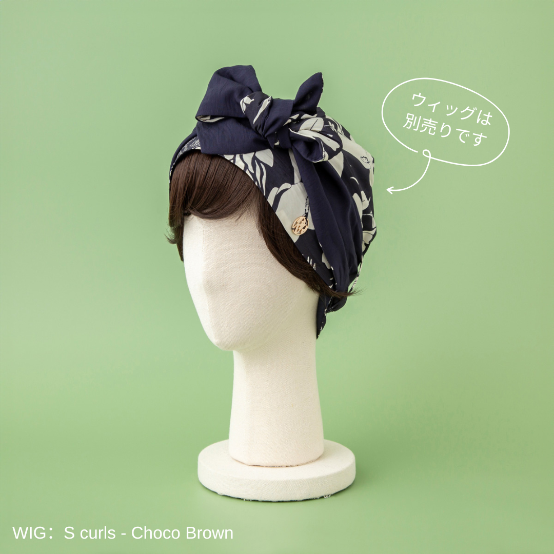 SCARF HAT (M) / Botanical-Navy