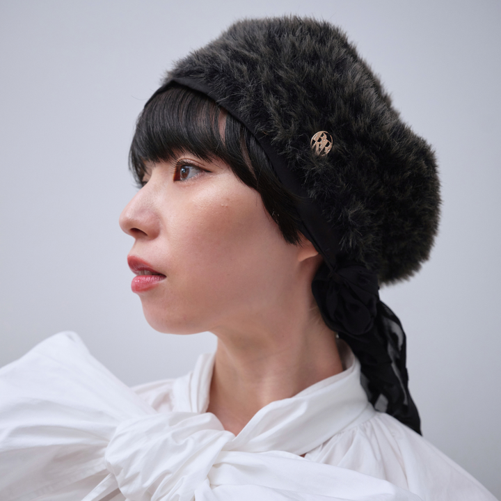 BERET/ Shaggy leopard-Charcoal – BAREN（バレン）