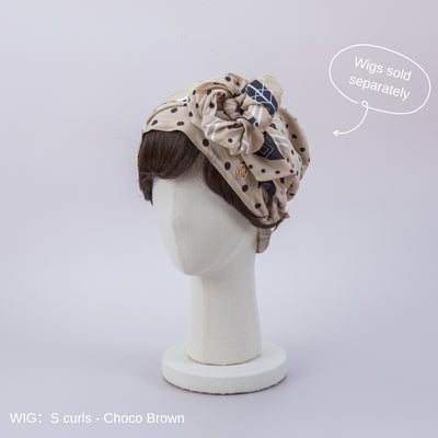 SCARF HAT (M) / Dot Border - Beige