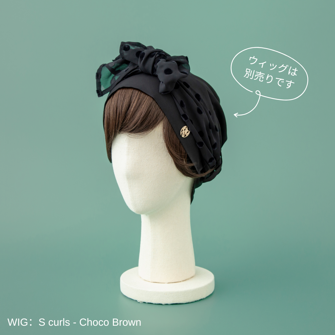 SCARF HAT (M) / Dot Chiffon-Black