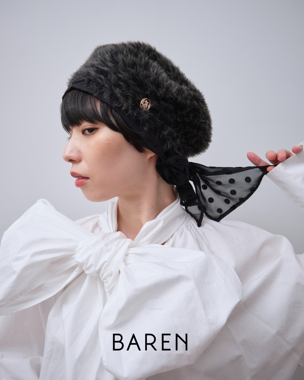 BERET/ Shaggy leopard-Charcoal – BAREN（バレン）
