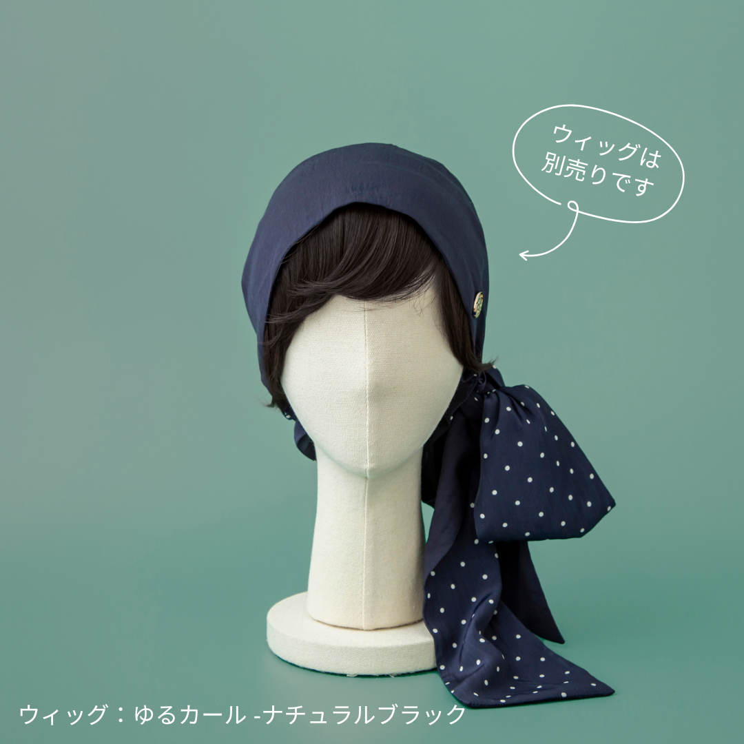 SCARF HAT (M) /  Dot-Navy