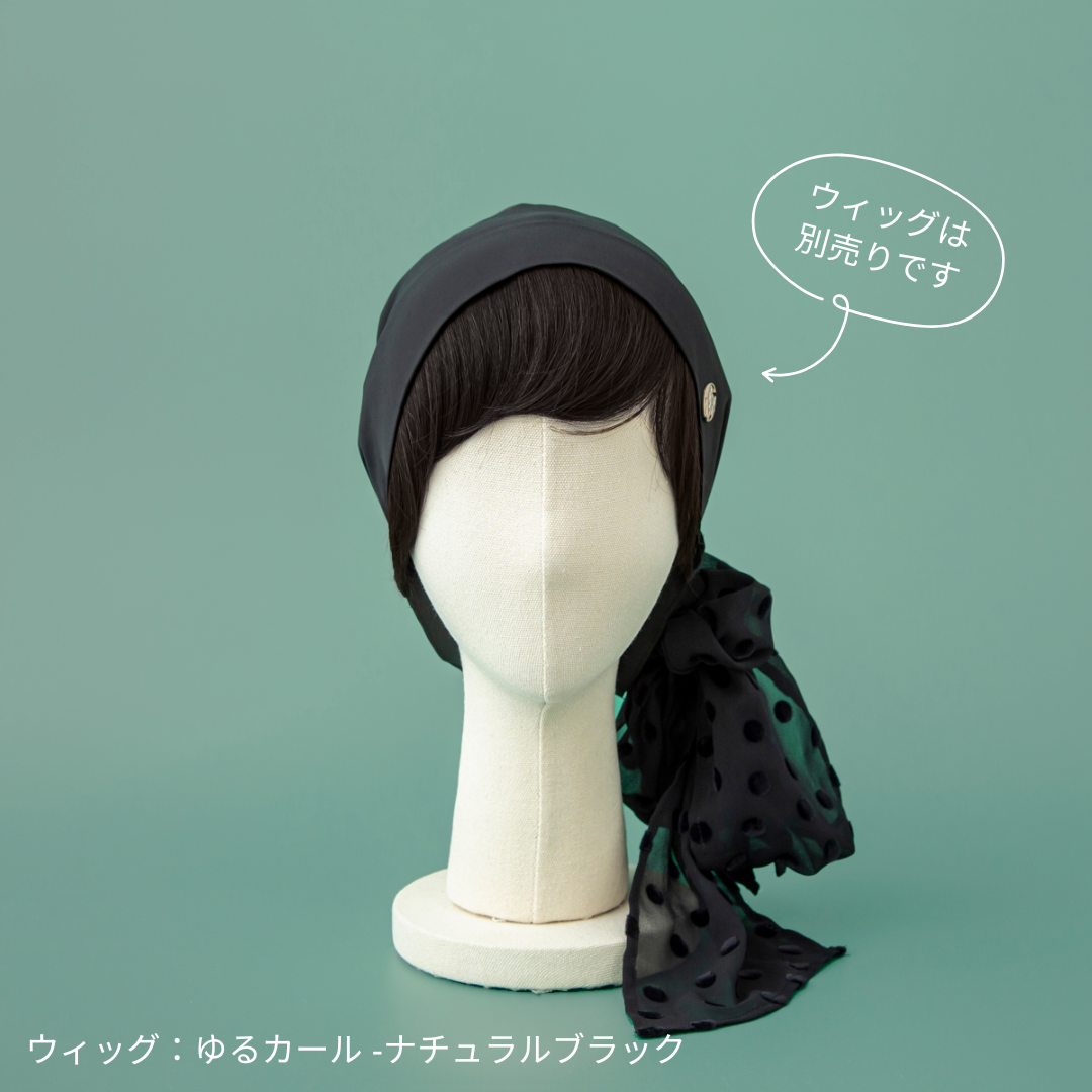 BAREN バレン スカーフハット 前髪なし ベーシックブラック SCARF HAT (M) / Dot Chiffon-Black – BAREN(バレン)