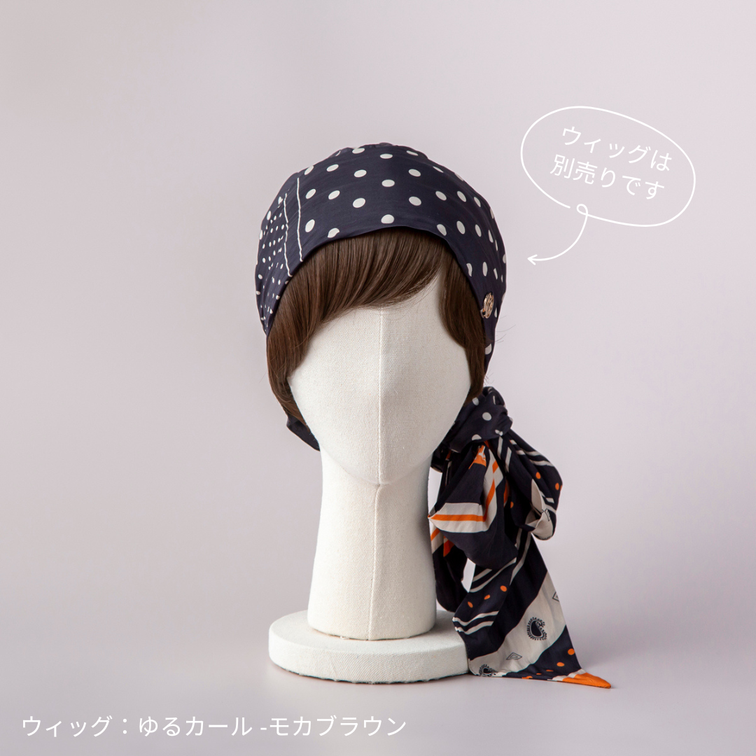 SCARF HAT (M) / Dot Border - Orange