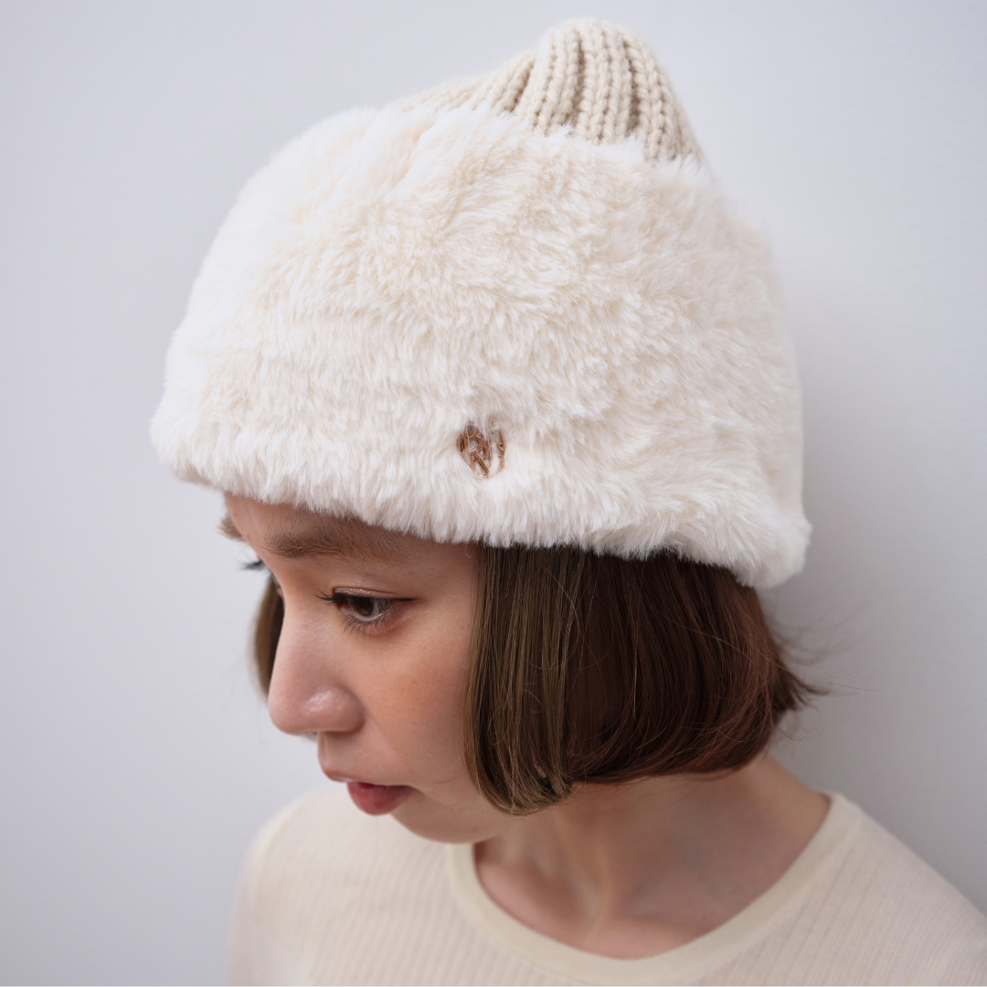 BEANIE / Fur Knit - Ivory – BAREN（バレン）