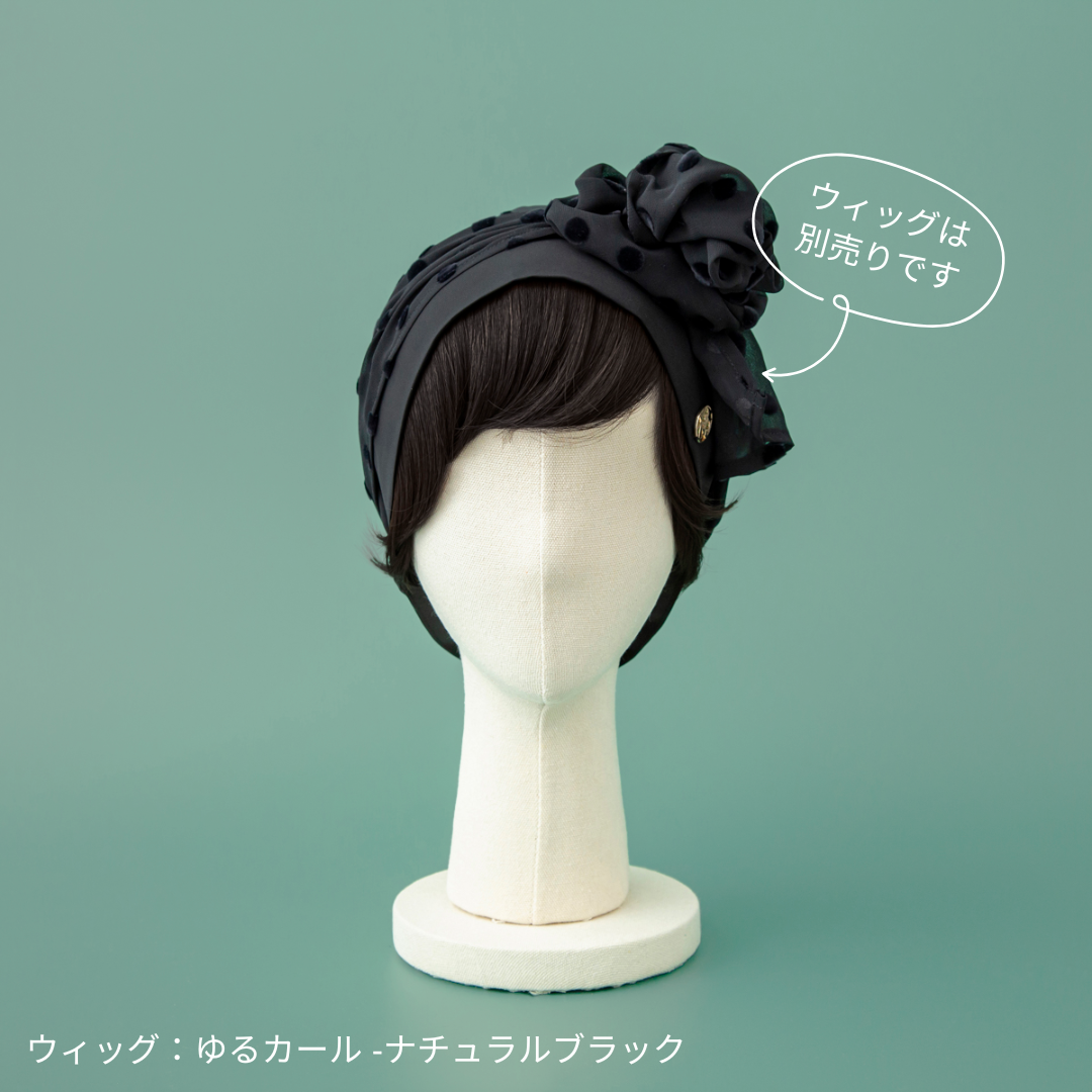 SCARF HAT (M) / Dot Chiffon-Black