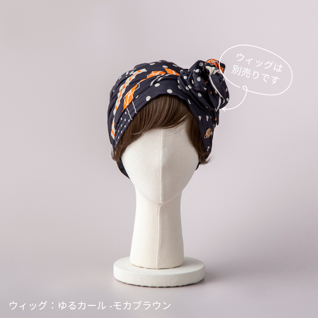 SCARF HAT (M) / Dot Border - Orange