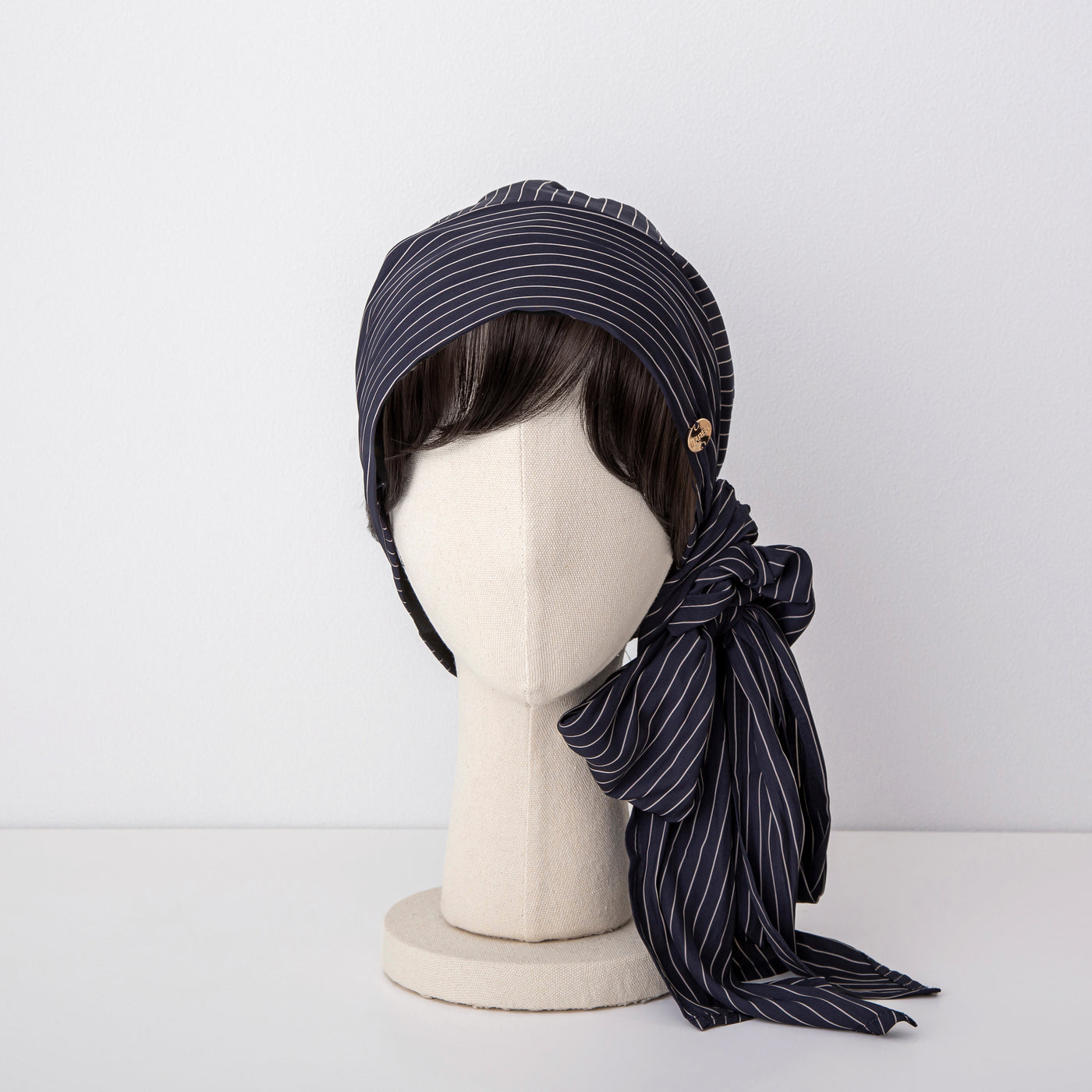 SCARF HAT (M) / Stripe-Navy