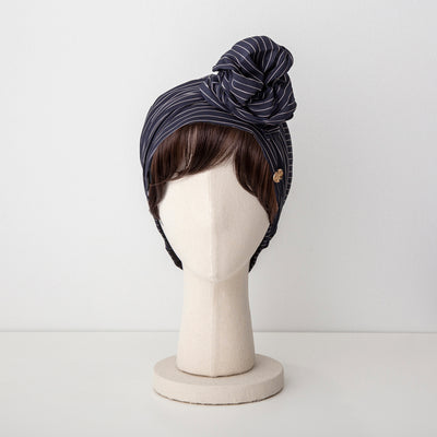 SCARF HAT / Stripe-Navy