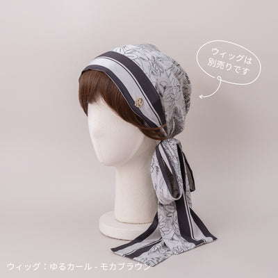 SCARF HAT (M) /  Botanical-Greige