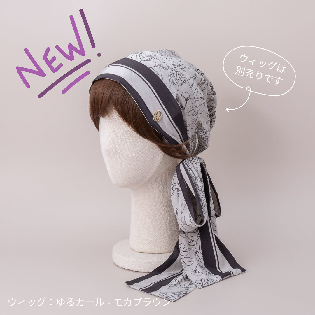 SCARF HAT (M) /  Botanical-Greige