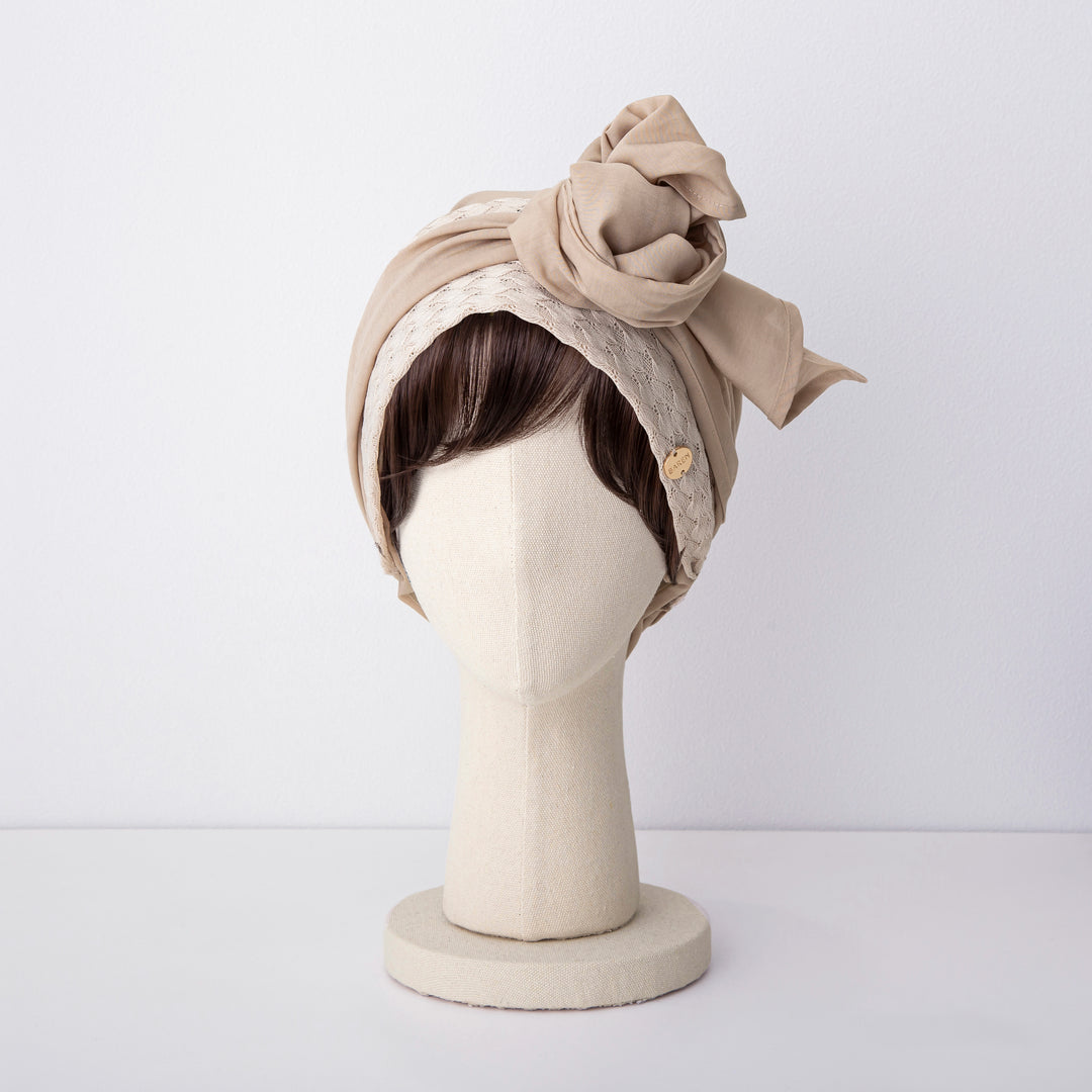 SCARF HAT (M) / KnitLace-Beige – BAREN（バレン）