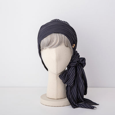 SCARF HAT (M) / Stripe-Navy