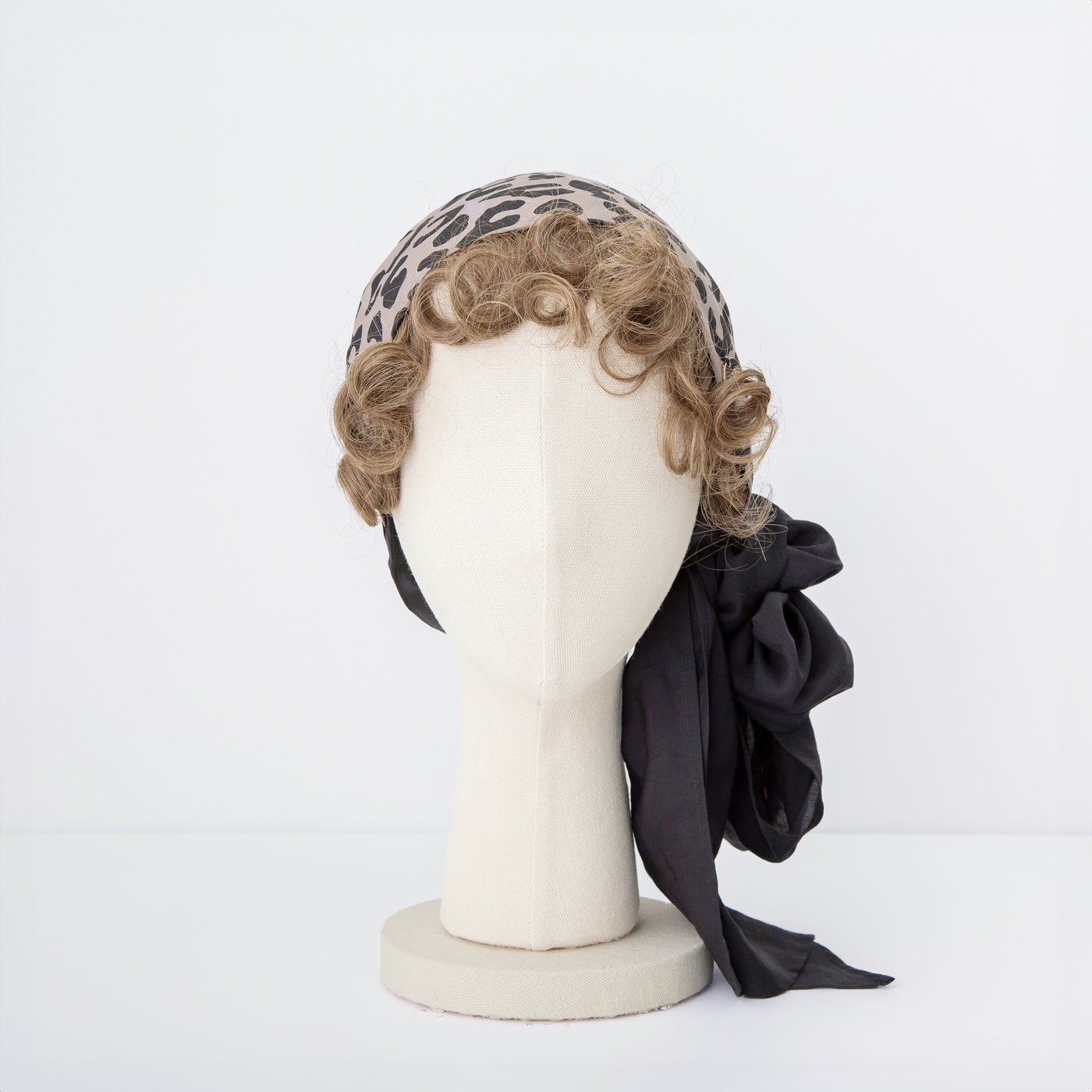 SCARF HAT / Leopard-Black