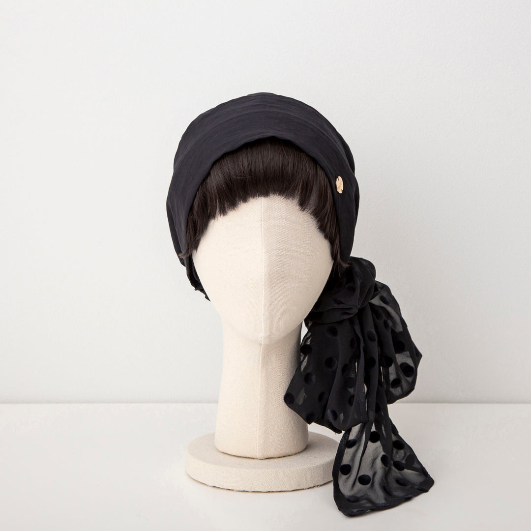 人気ブランド新作豊富 HAT SCARF (M) BAREN（バレン） – DotChiffon-Black / 帽子