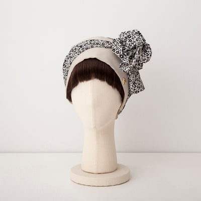 SCARF HAT / Small Flower-Beige