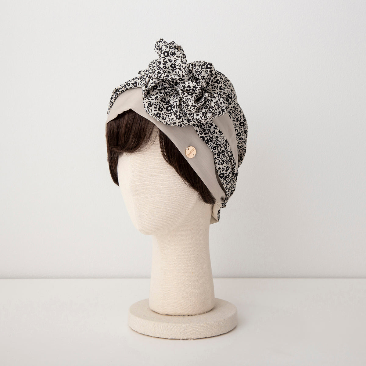 SCARF HAT / Small Flower-Beige