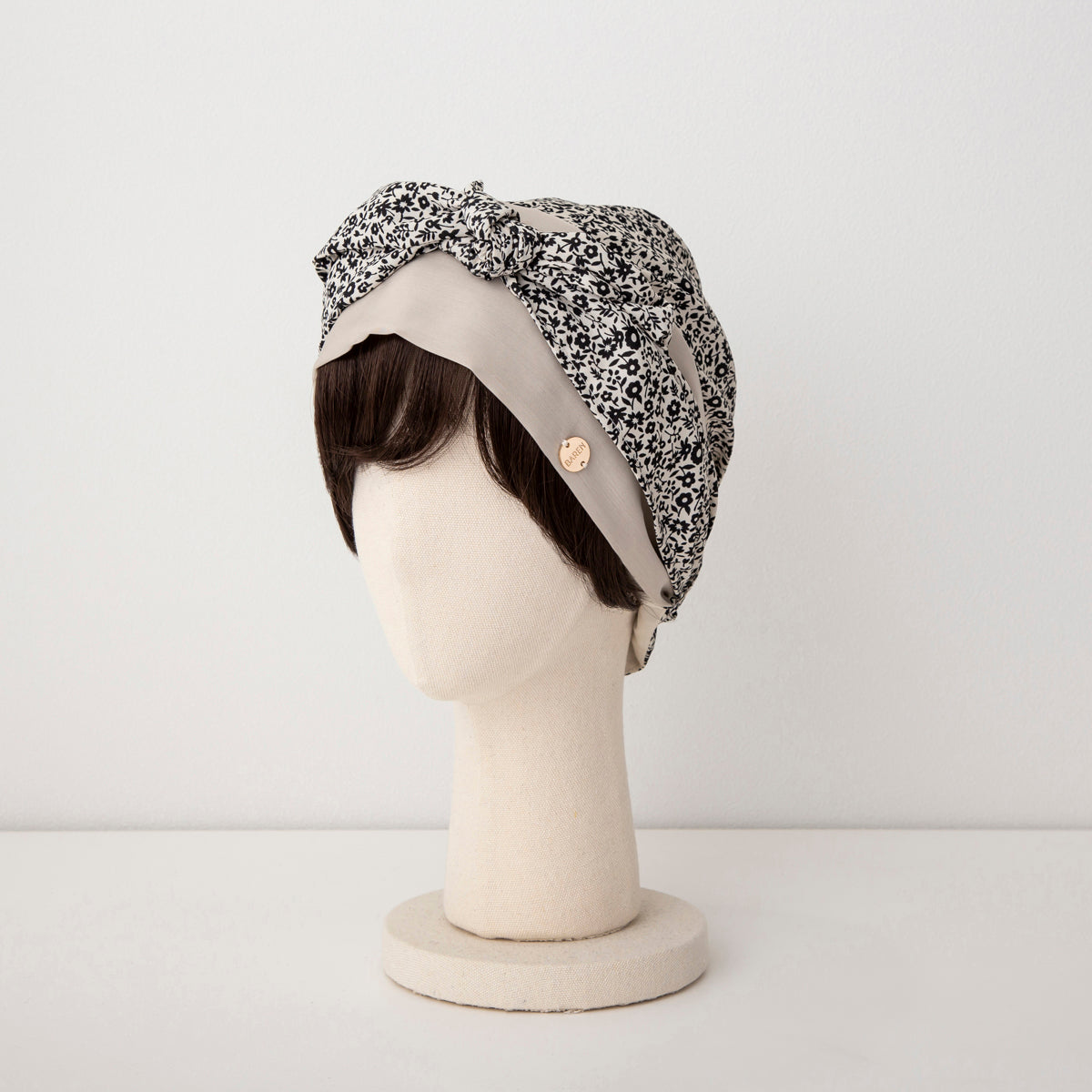 SCARF HAT / Small Flower-Beige