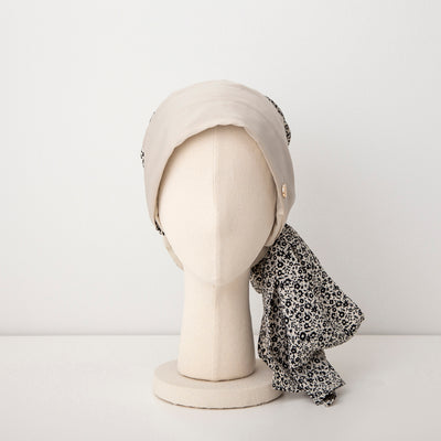 SCARF HAT / Small Flower-Beige