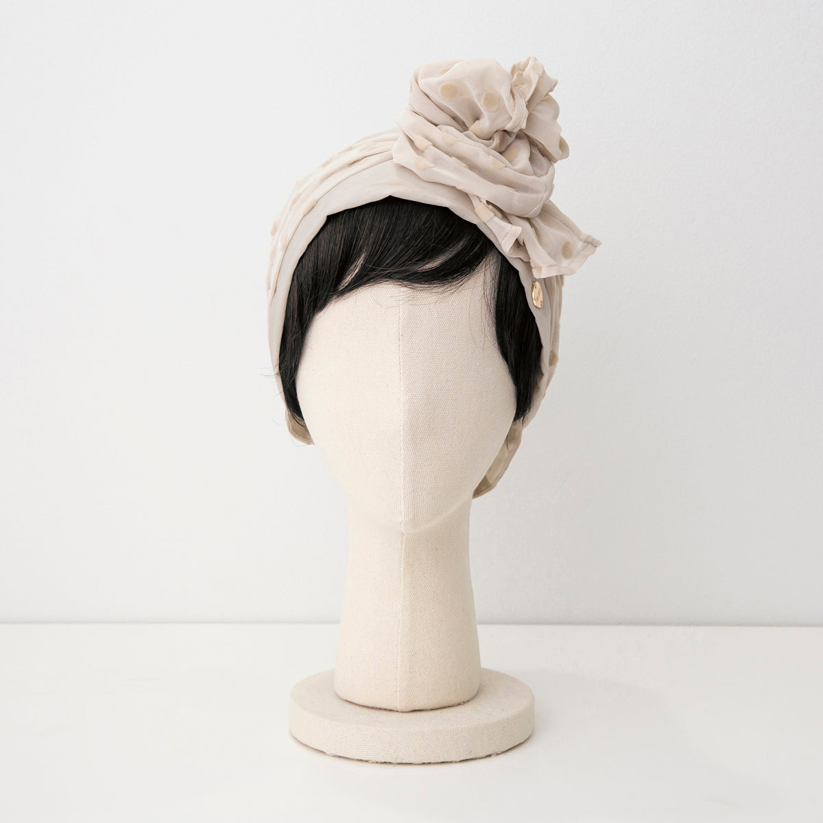 SCARF HAT / Dot Chiffon-Beige