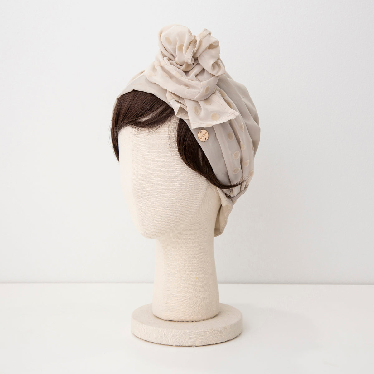 SCARF HAT / Dot Chiffon-Beige