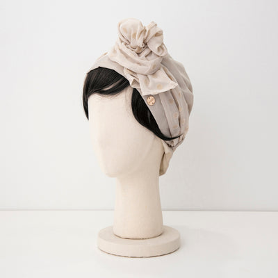 SCARF HAT / Dot Chiffon-Beige