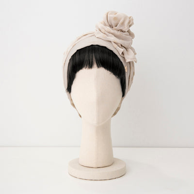 SCARF HAT / Dot Chiffon-Beige