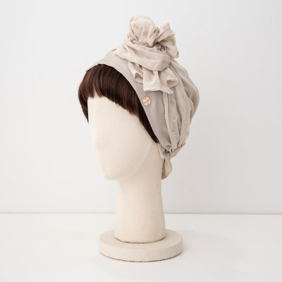 SCARF HAT / Dot Chiffon-Beige