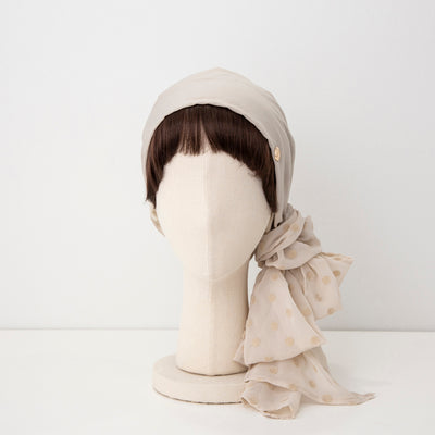 SCARF HAT / Dot Chiffon-Beige