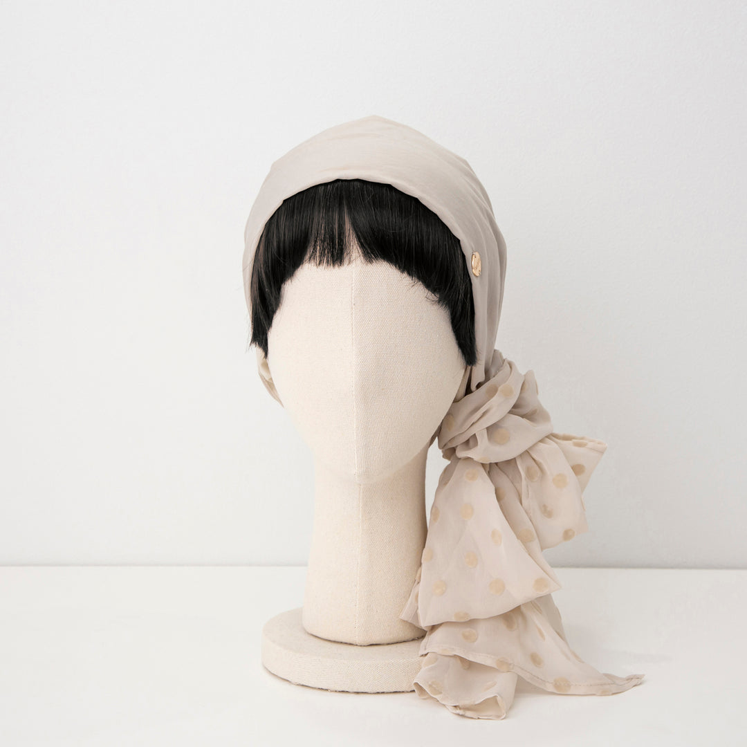 新品　BAREN スカーフハット ￼DotChiffon-Black Mサイズ SCARF HAT (M) / Dot Chiffon-Black – BAREN（バレン）