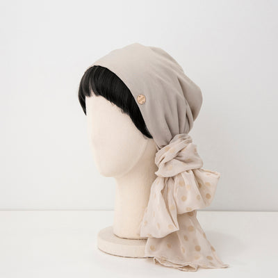 SCARF HAT / Dot Chiffon-Beige