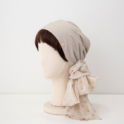 SCARF HAT / Dot Chiffon-Beige