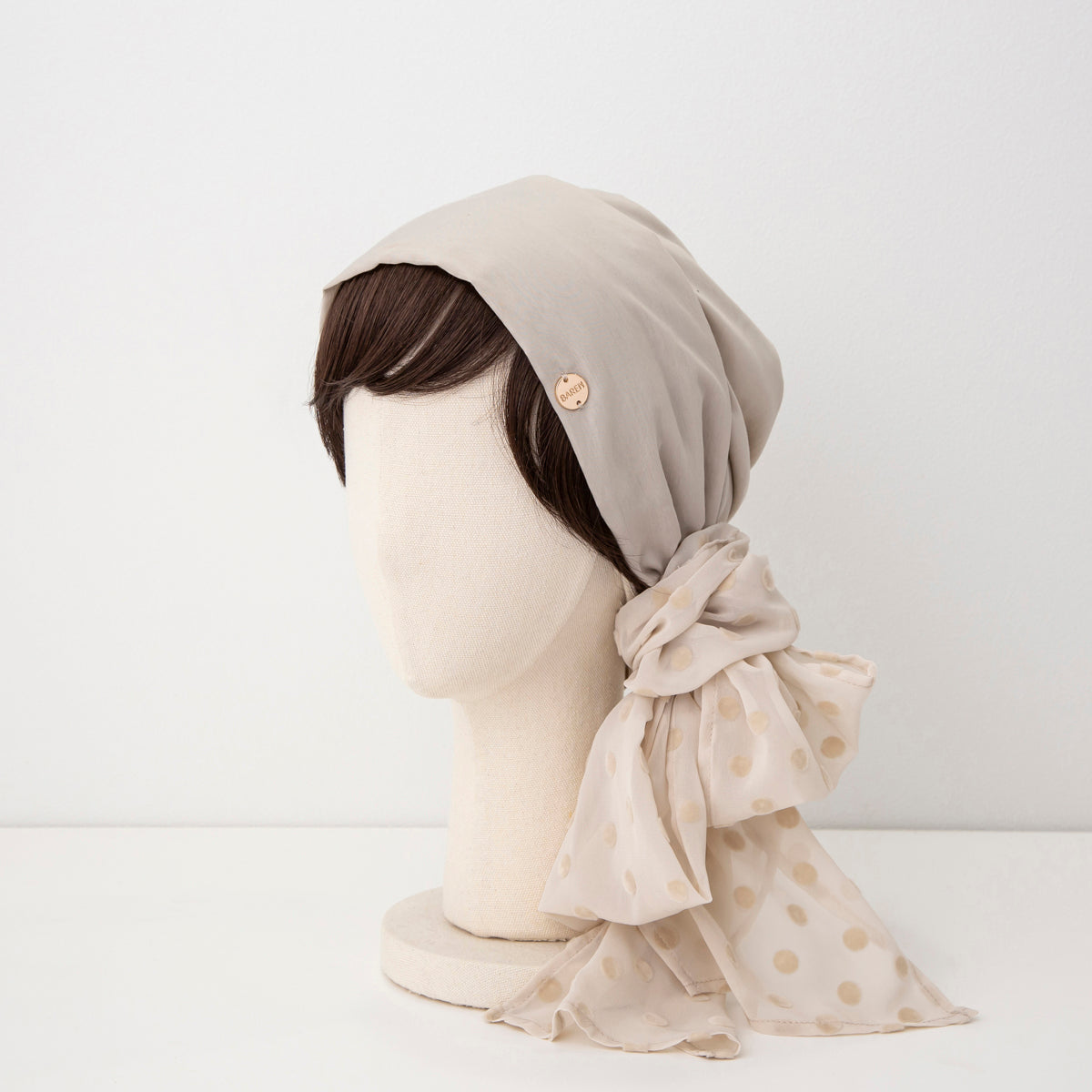 SCARF HAT / Dot Chiffon-Beige